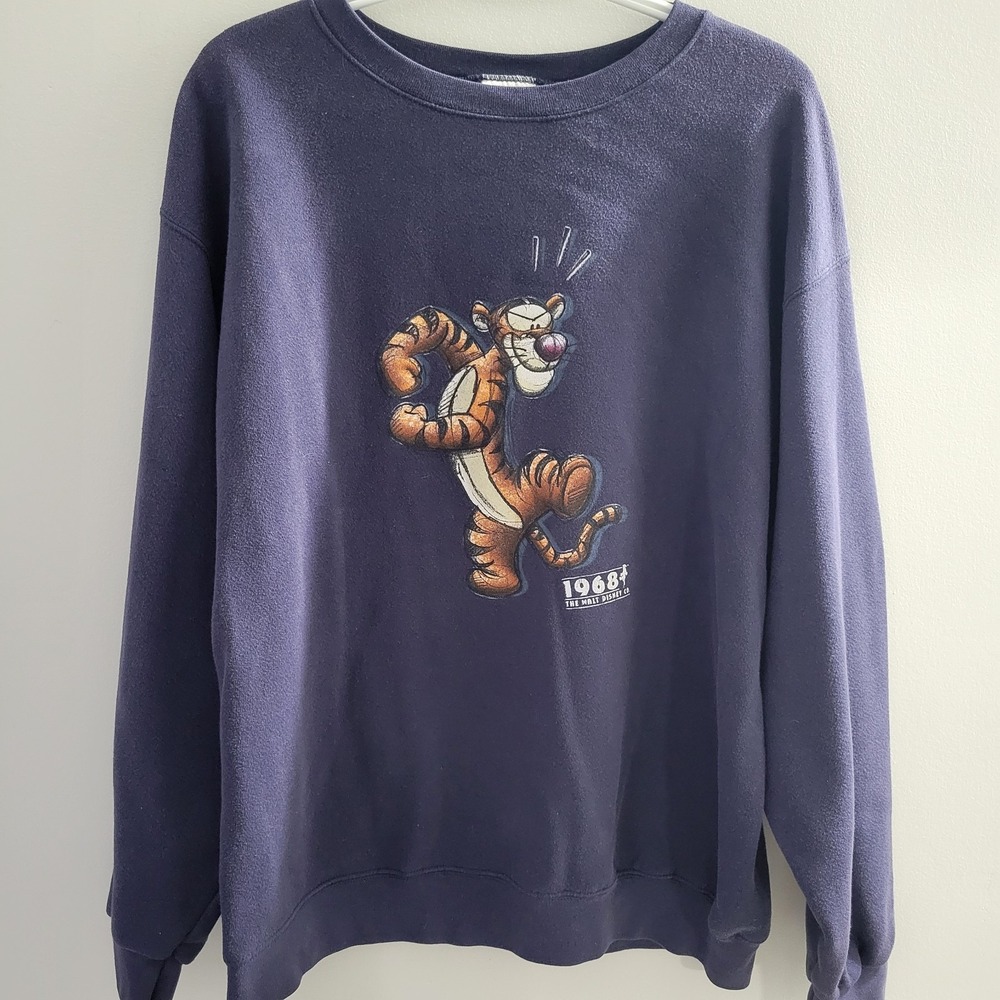 Vintage Disney Store Winnie The Pooh Tigger Crewneck Sweatshirt Size Large Blue